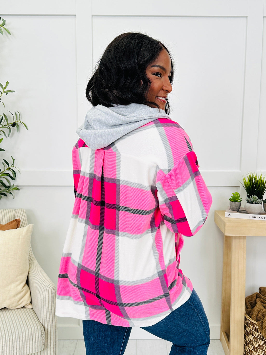 Cabin Whisper Shacket in Hot Pink