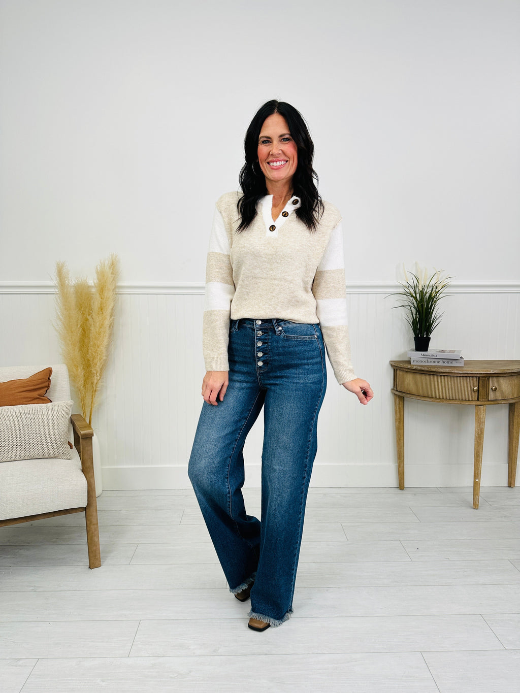 Judy Blue Touch of The Button Column Jeans