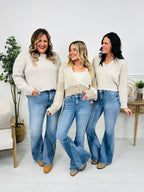 Two Tone Trend Tummy Control Flare Jeans