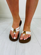 Sandy Strides Flip Flops In White