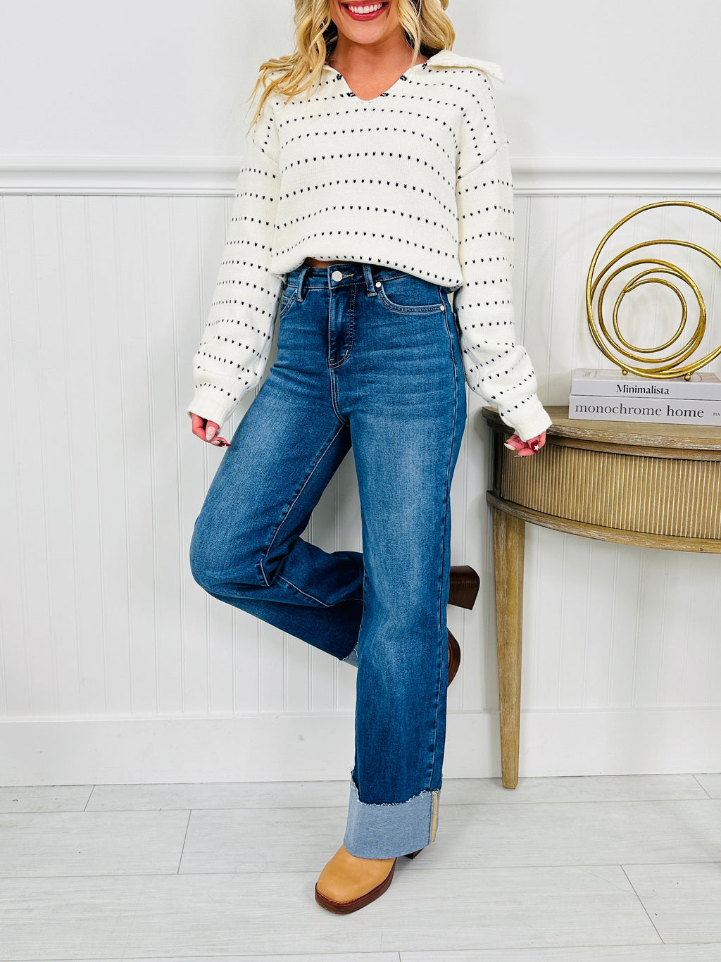 Made For Me Tummy Control Wide Leg Cuffed Jeans in Multiple Inseams