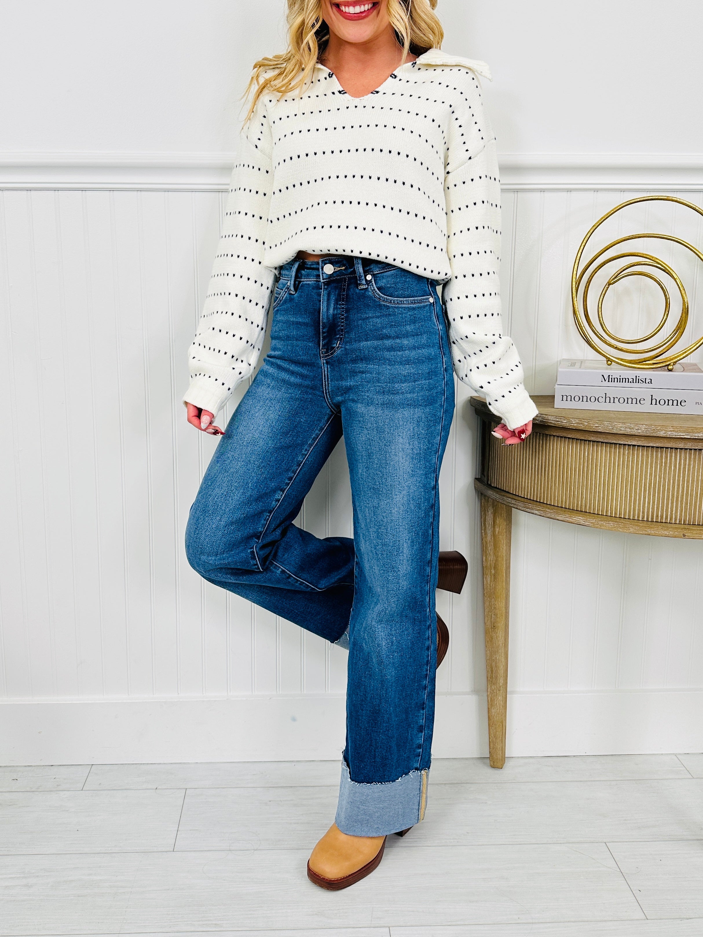 Made For Me Tummy Control Wide Leg Cuffed Jeans in Multiple Inseams