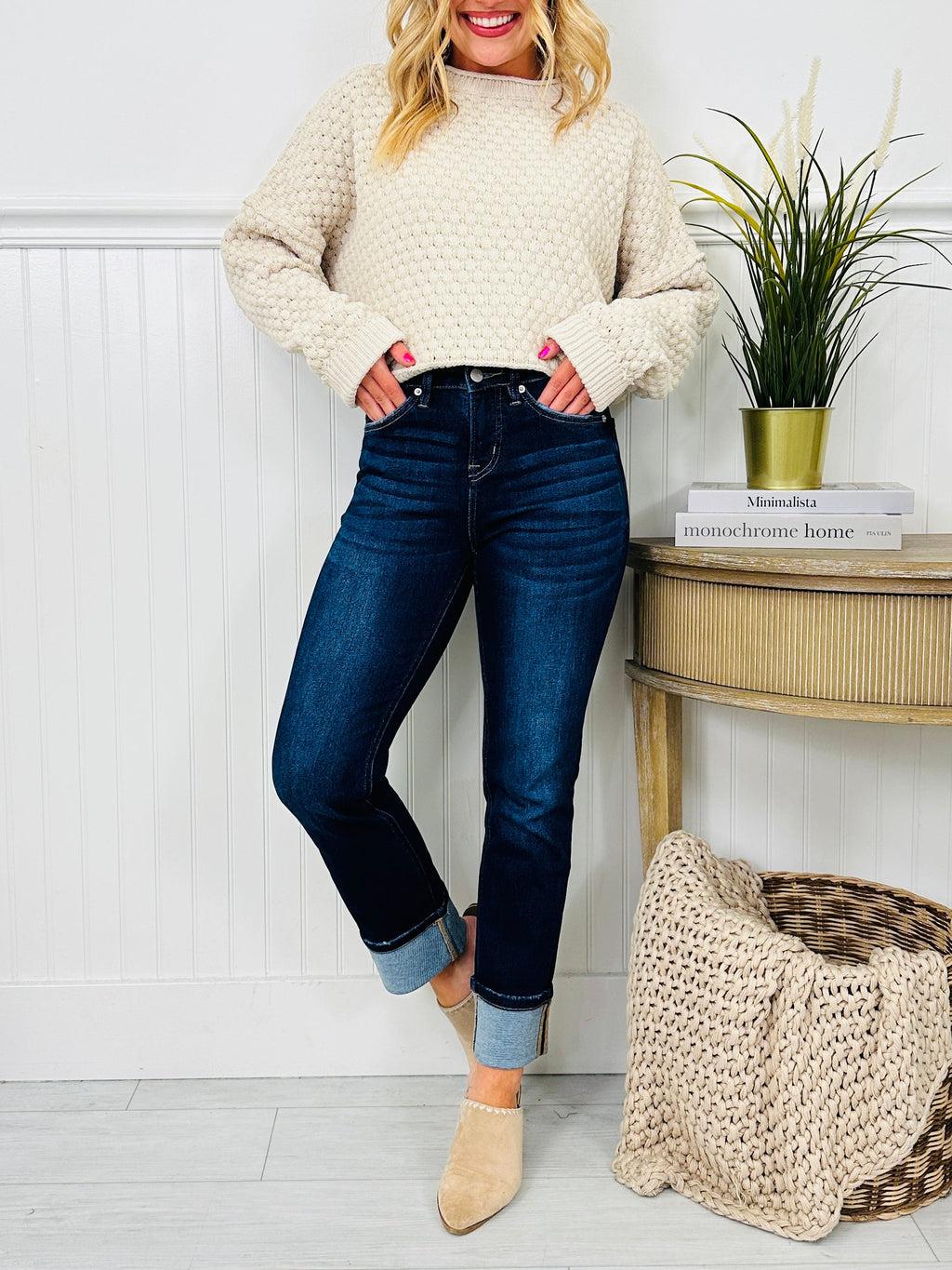 Straight Into Fall Tummy Control Straight Ankle Jeans