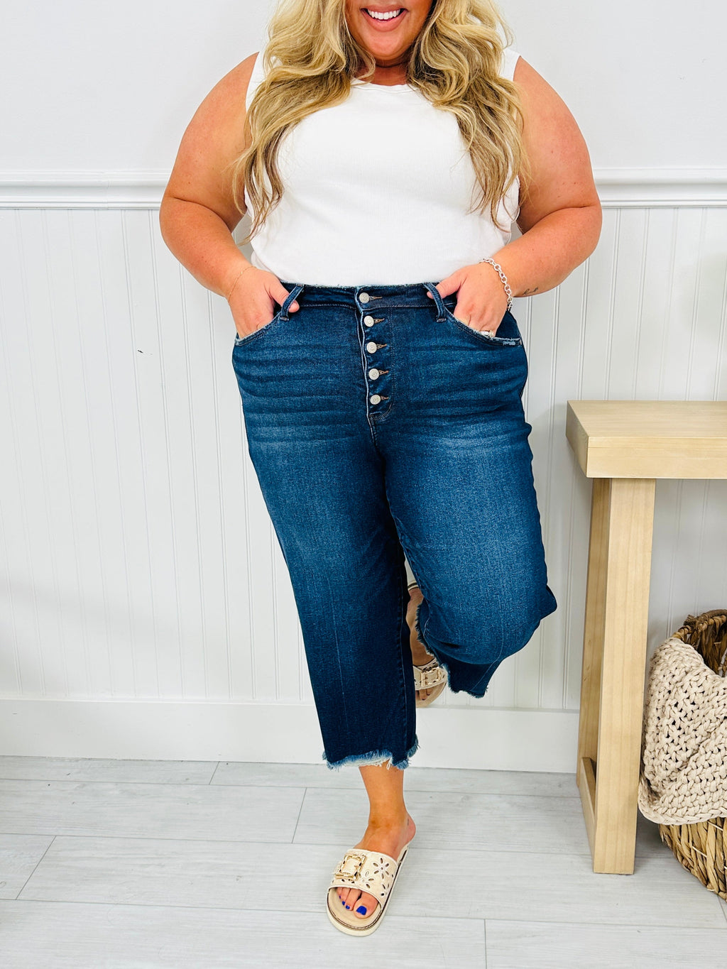 Judy Blue On The Fly Cropped Wide Leg Jeans