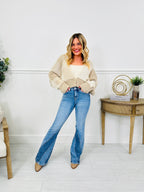 Two Tone Trend Tummy Control Flare Jeans