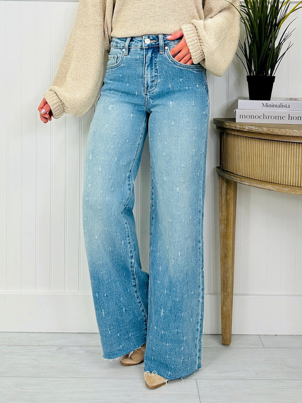 Cat Scratch Fever Tummy Control Wide Leg Jeans