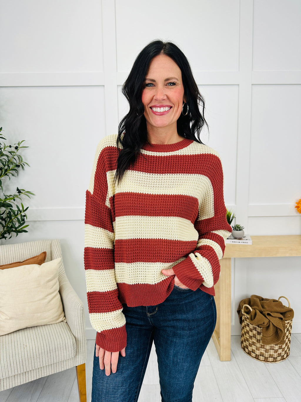 Stay In Stride Sweater in Red Bean