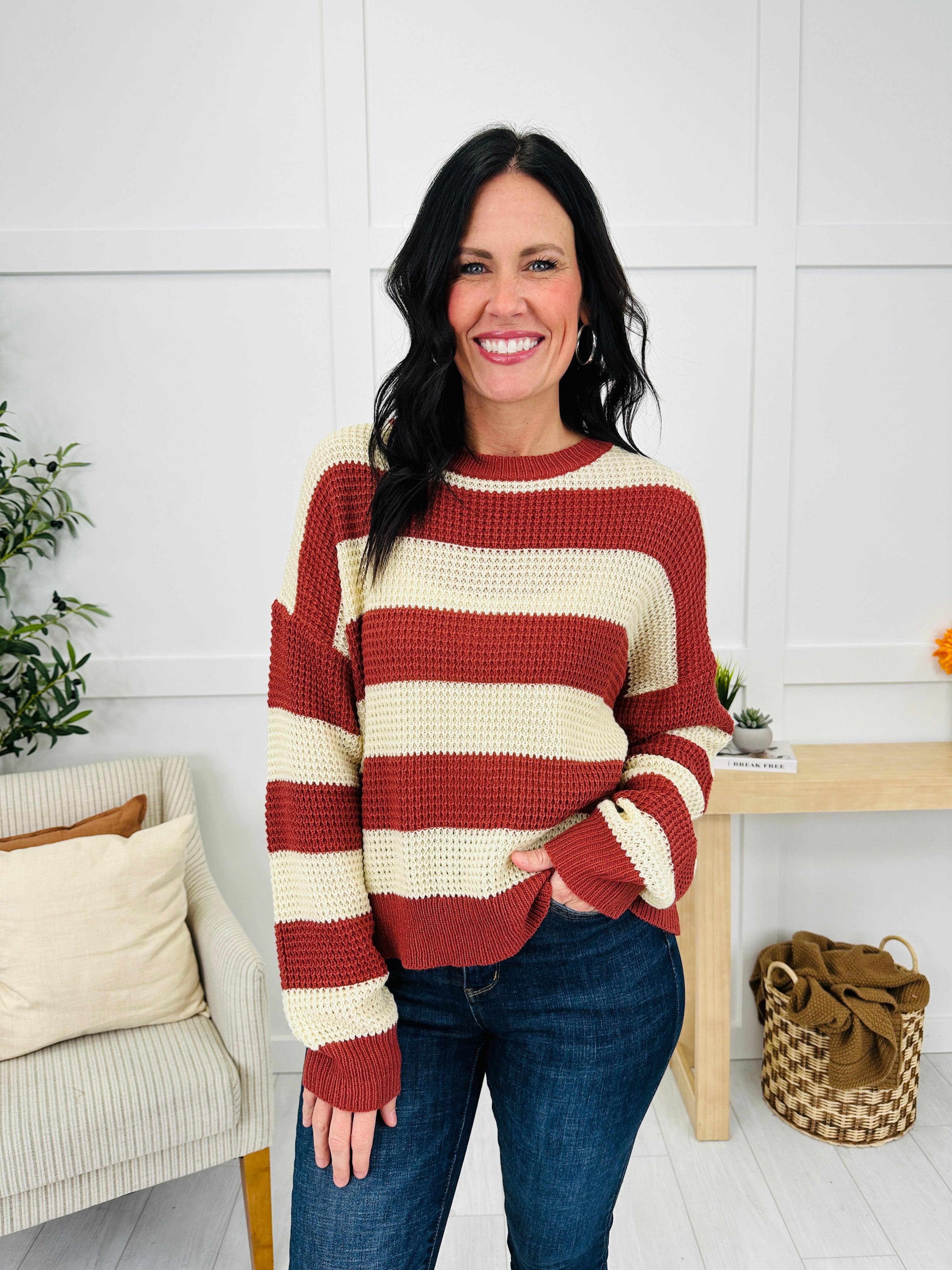 Stay In Stride Sweater in Red Bean