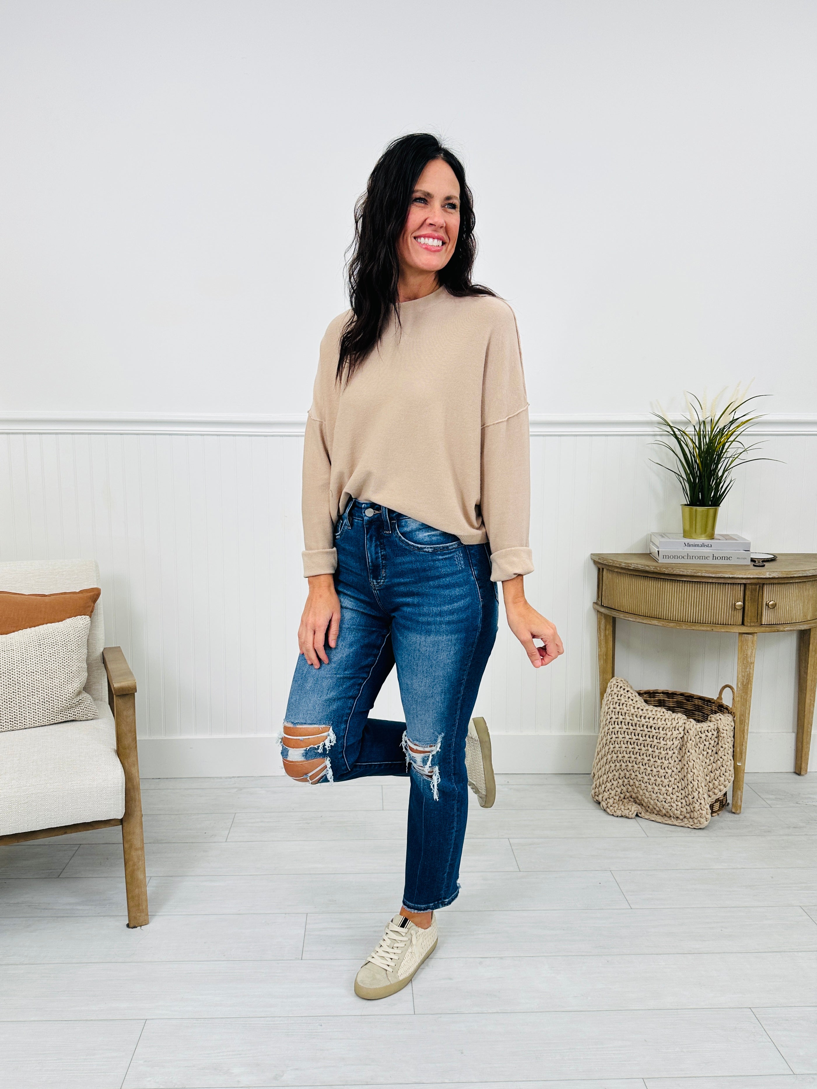 Bridge The Gap Cropped Straight Tummy Control Jeans