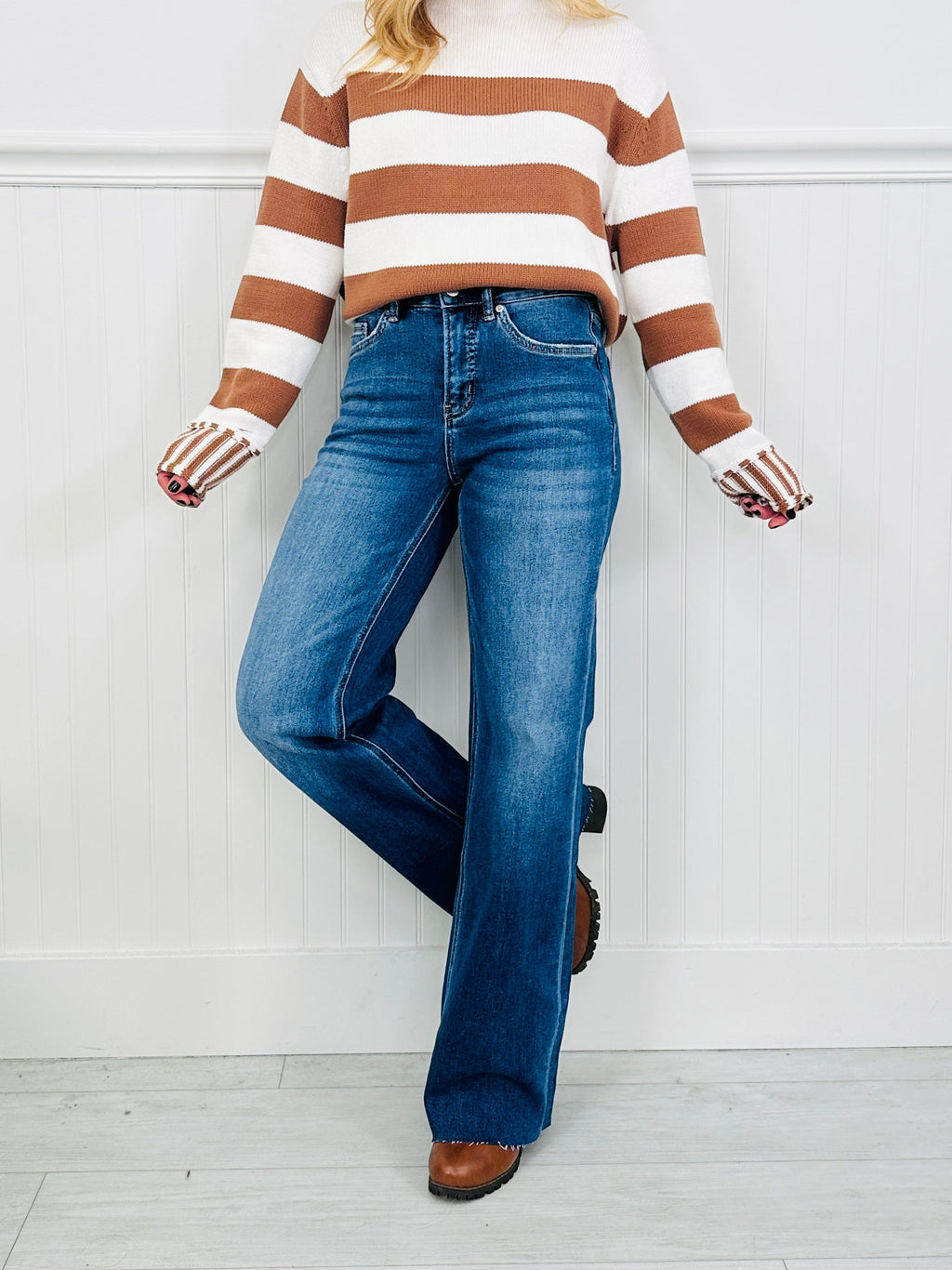 All Eyes On You Wide Leg Tummy Control Jeans