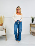 Off Duty Tummy Control Wide Leg Drawstring Jeans