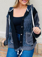 Spoke In Stitches Cardigan in Charcoal/Black