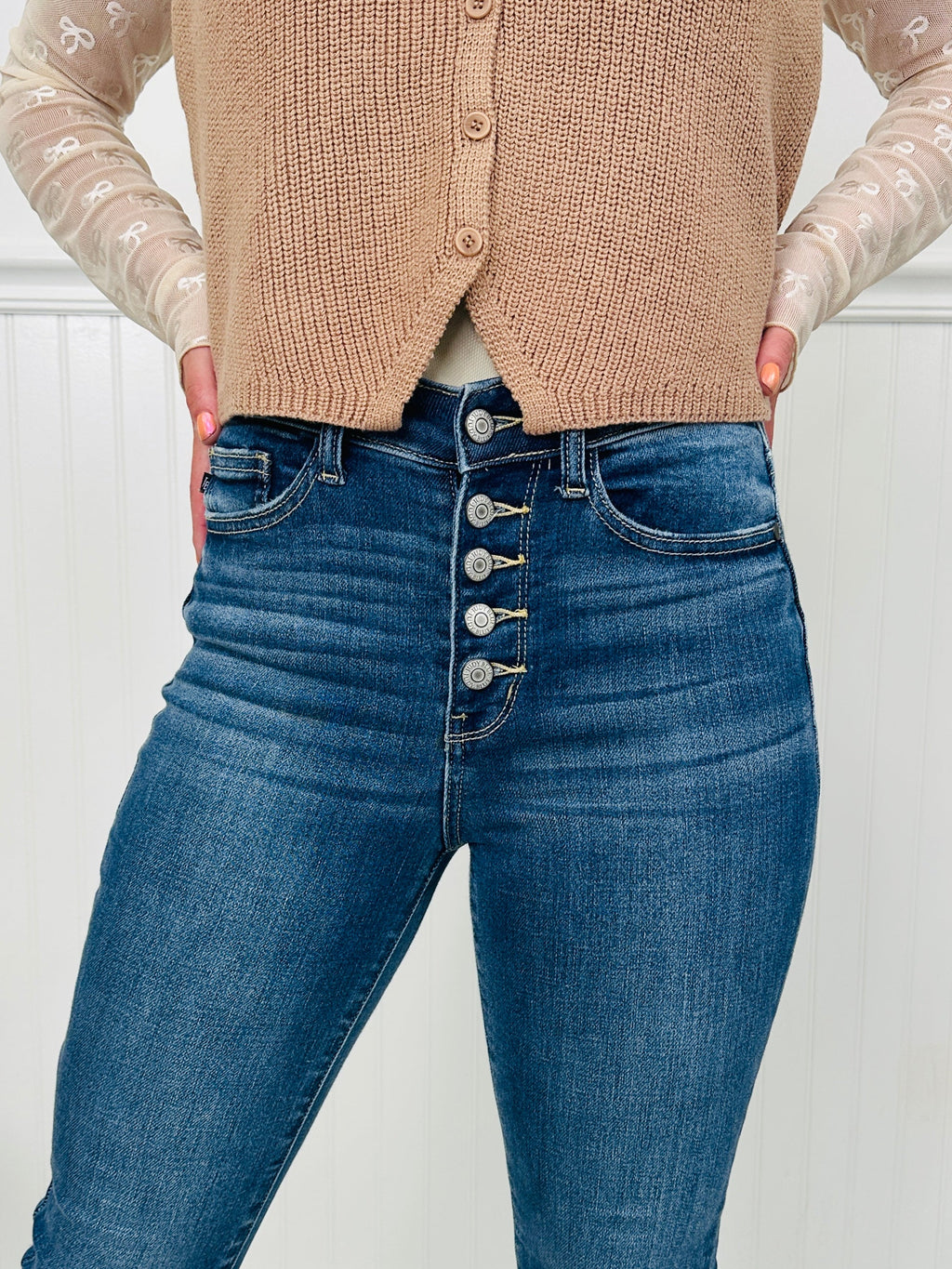 Judy Blue We Stay Fly Button Fly Skinny Jeans