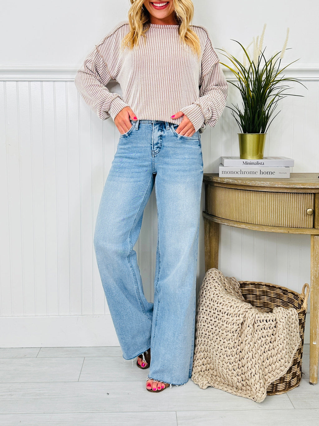 Dream of Me Tummy Control Slim Wide Leg Jeans