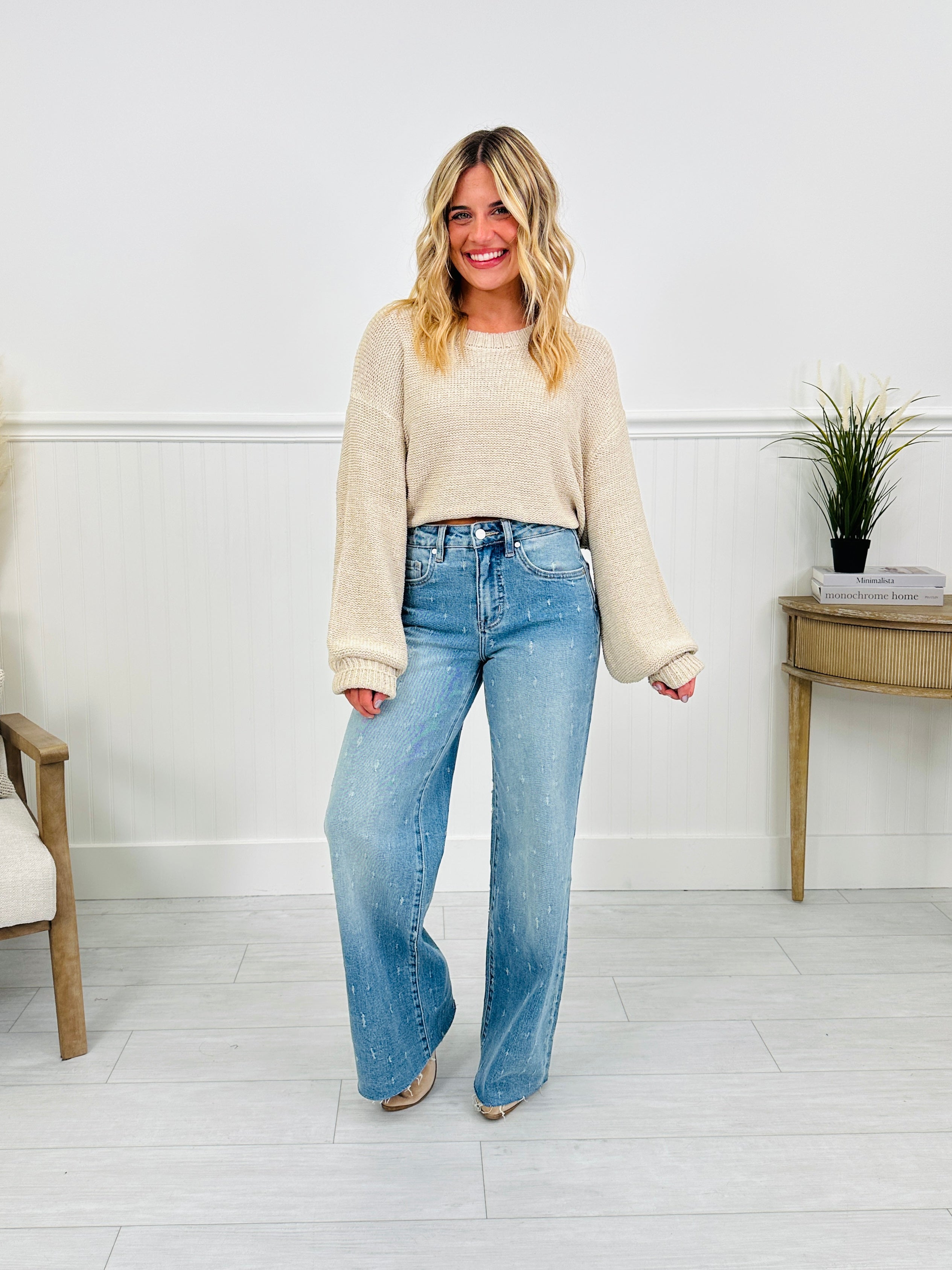 Cat Scratch Fever Tummy Control Wide Leg Jeans