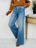 Push Your Buttons Tummy Control Wide Leg Jeans