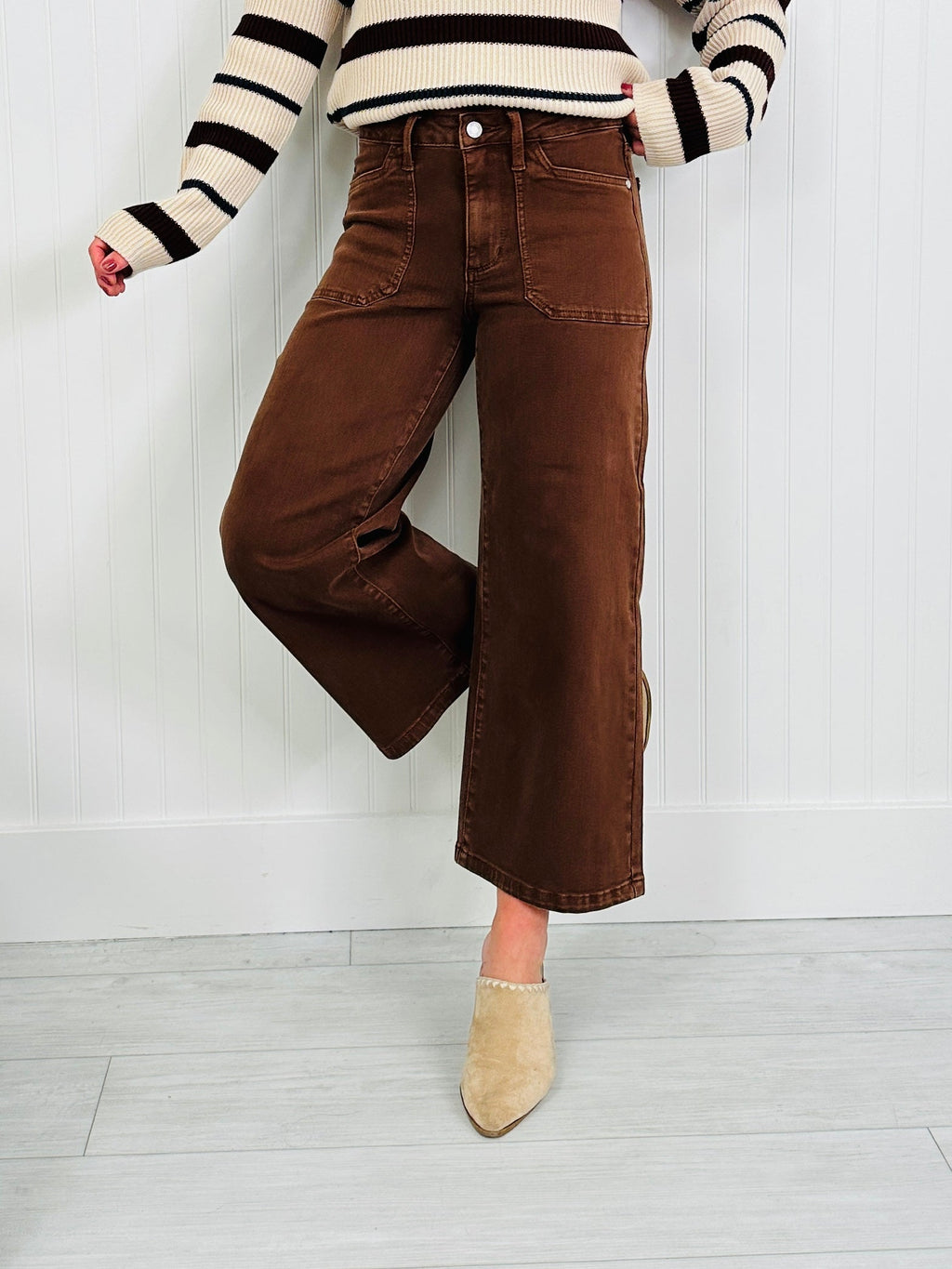 Judy Blue Melt In Your Mouth Chocolate Wide Leg Cropped Jeans