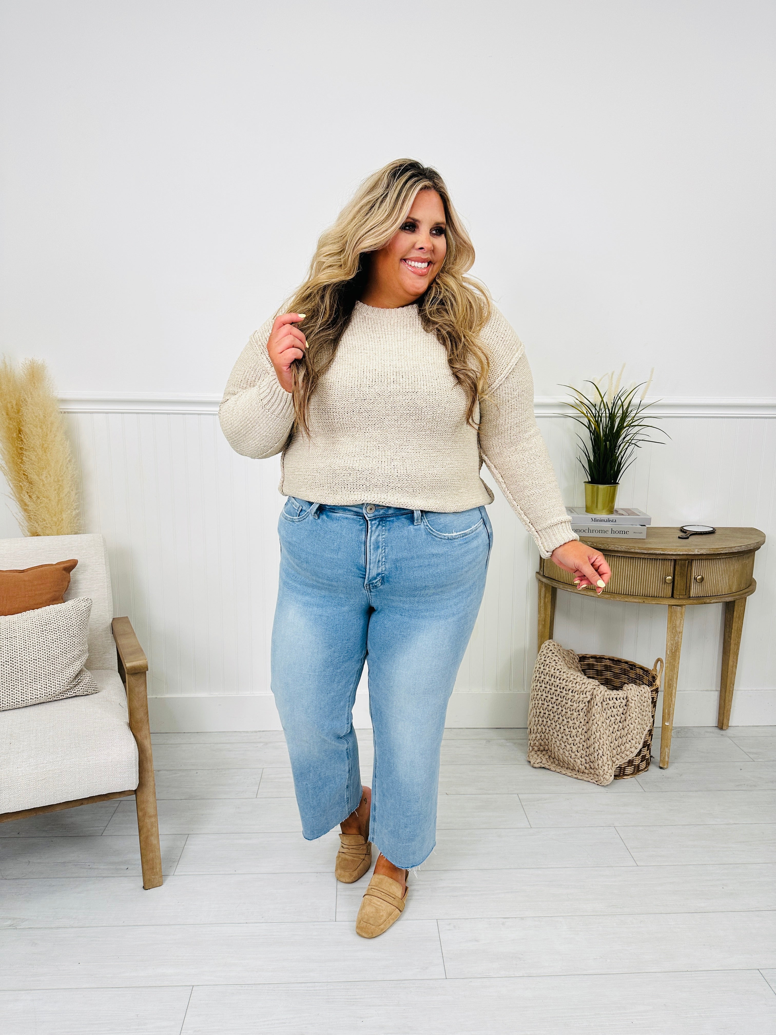 Time To Unwind Cropped Slim Fit Wide Leg Jeans