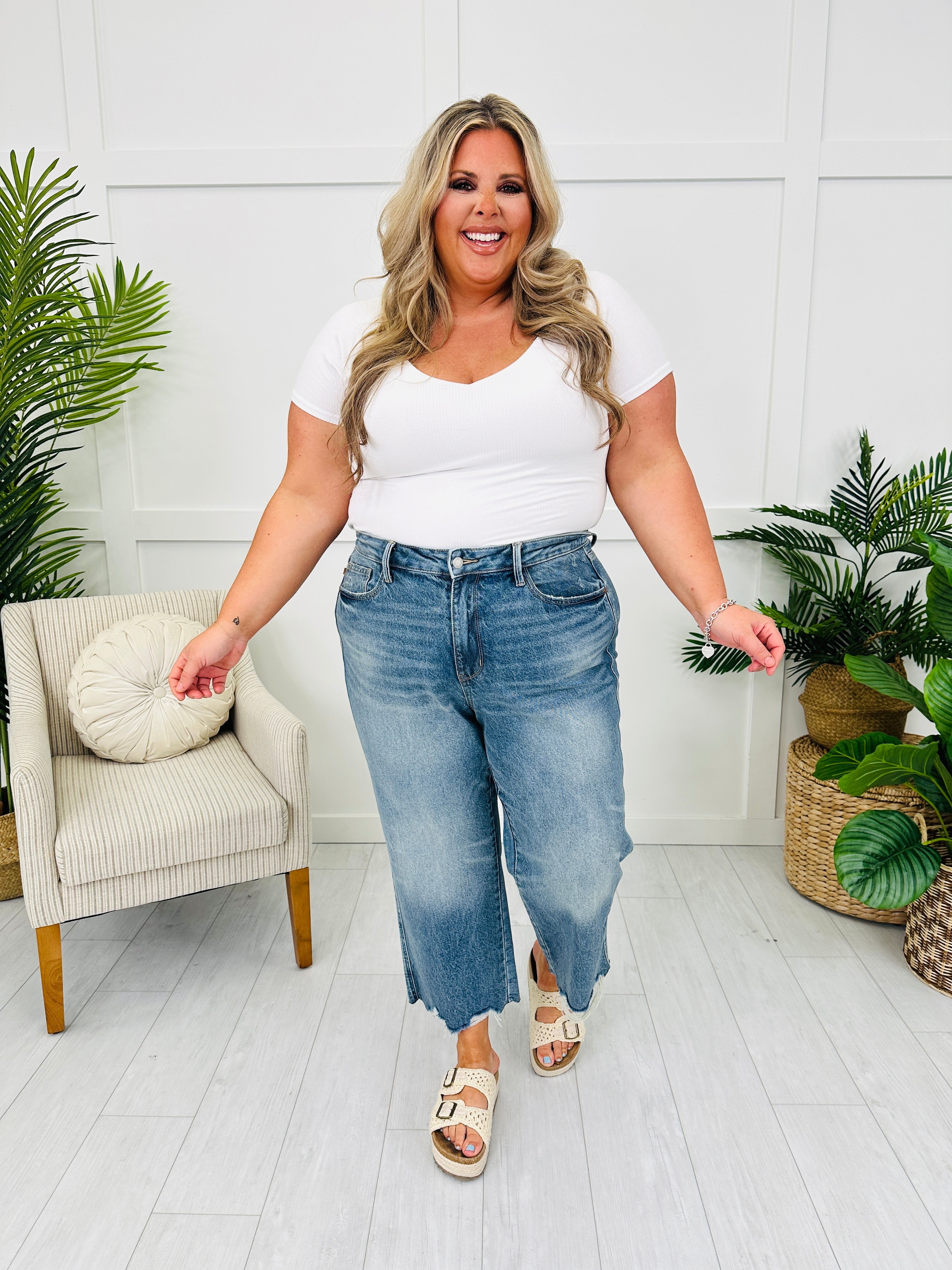 Judy Blue Mystical Magical Rigid Magic Cropped Wide Leg Jeans