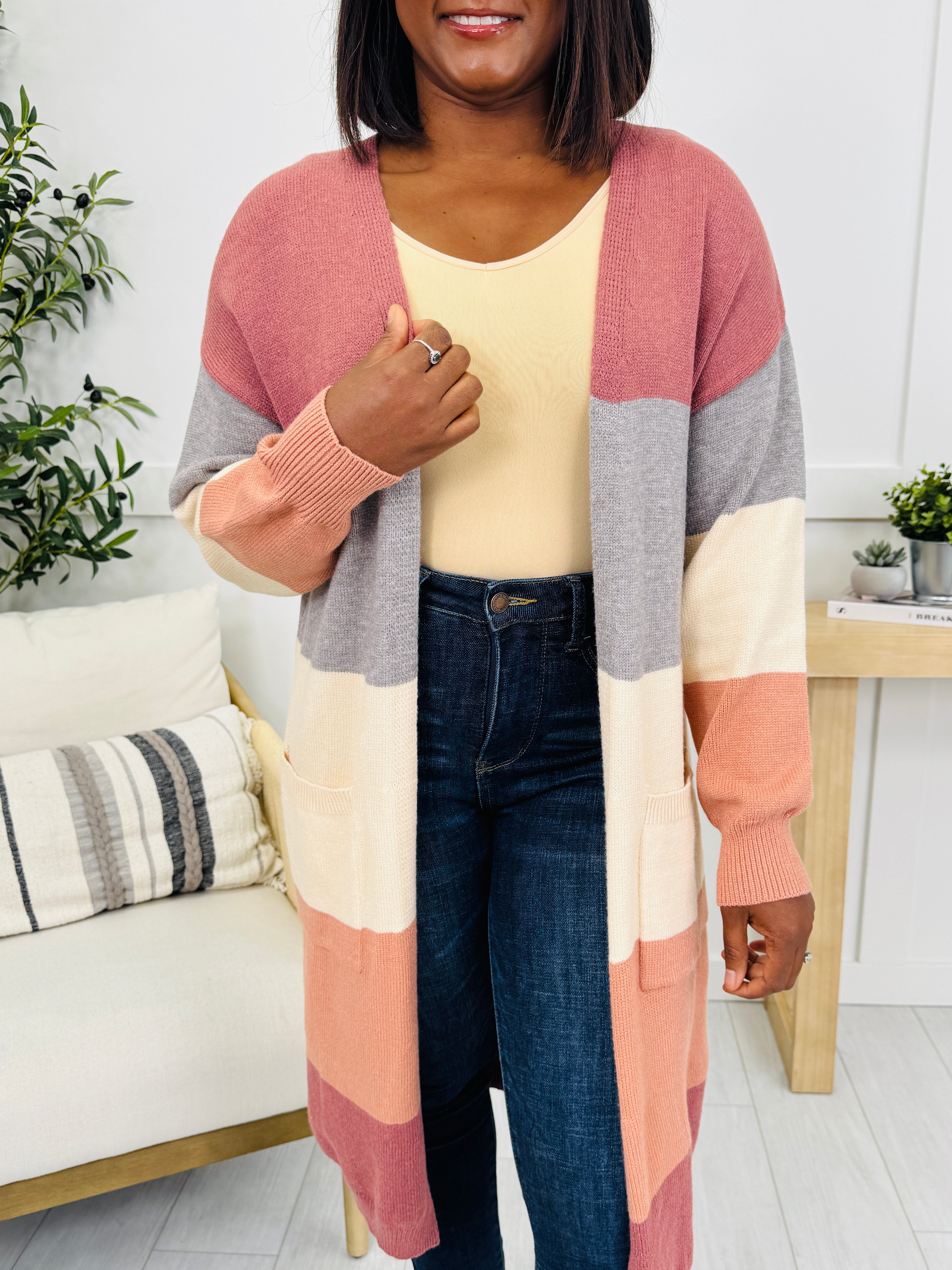 Falling Into Place Cardigan in Mauve