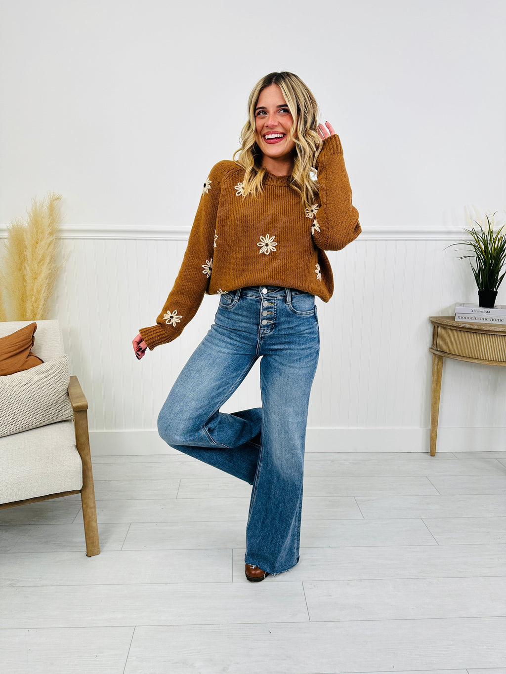 Push Your Buttons Tummy Control Wide Leg Jeans