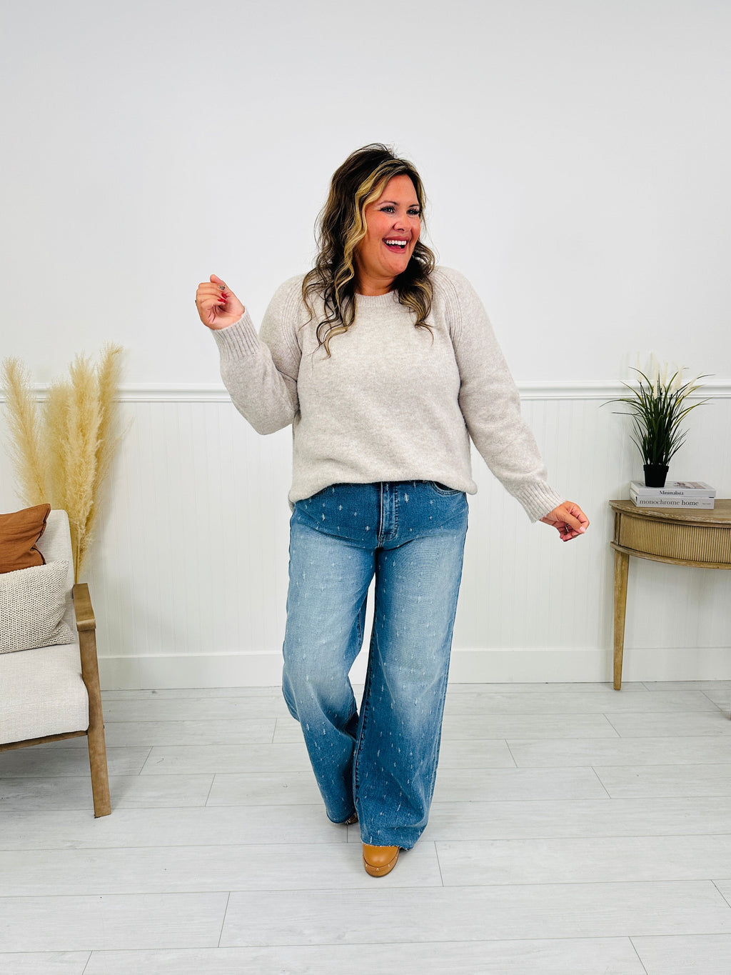 Cat Scratch Fever Tummy Control Wide Leg Jeans