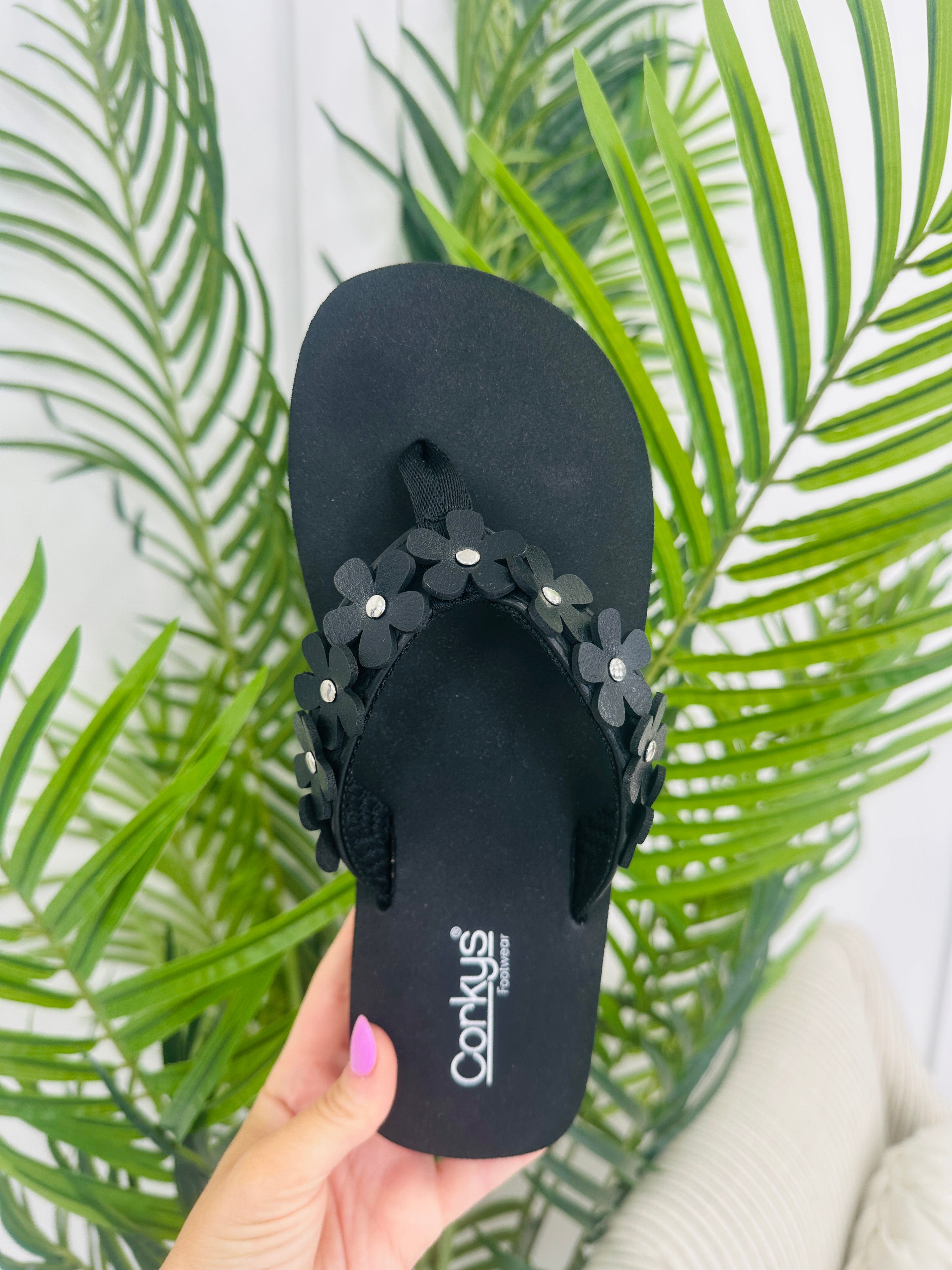 Blooming Comfort Flip Flops in Black