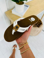 Sandy Strides Flip Flops In White