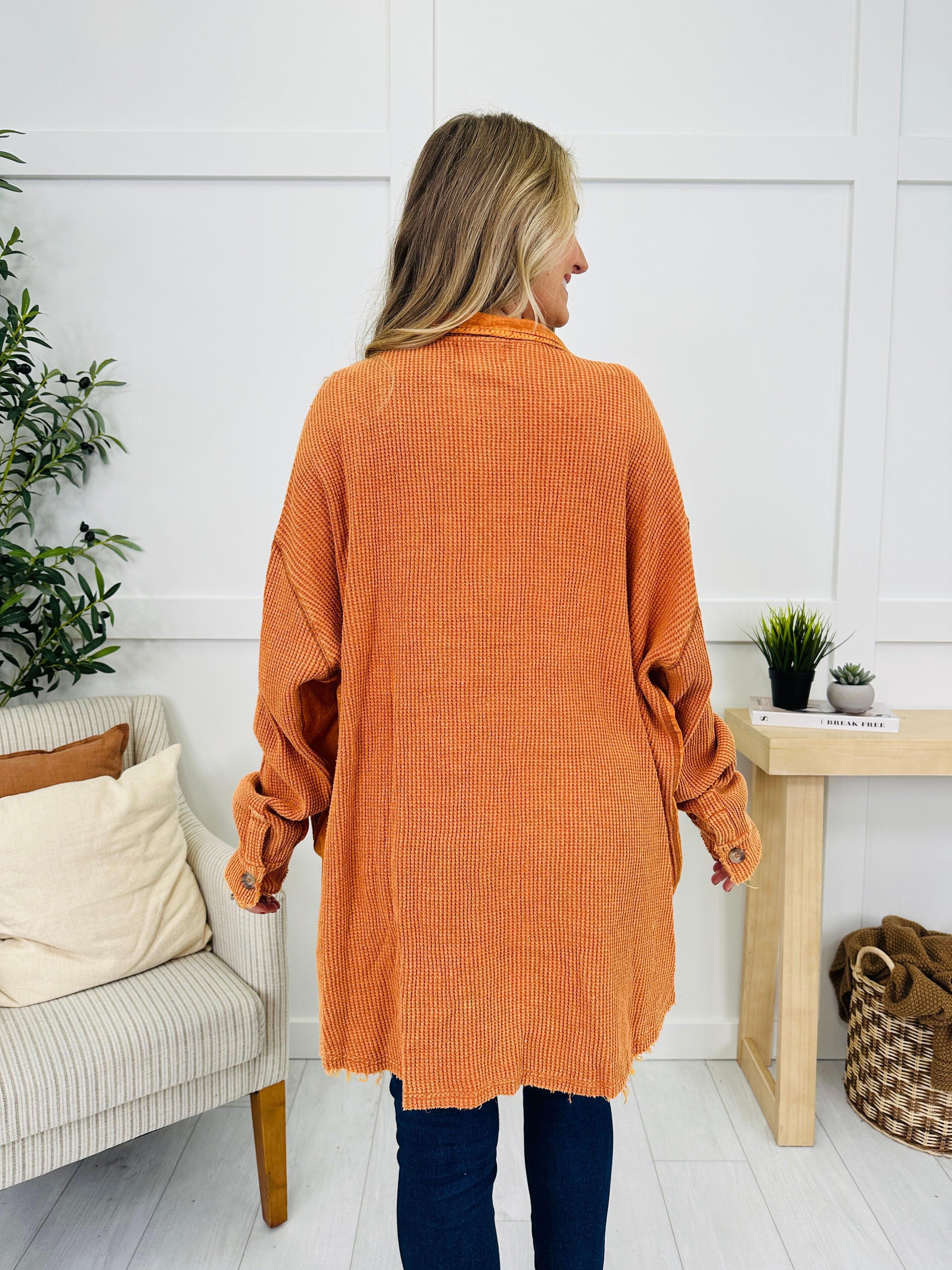 The Swing Of Things Shacket in Washed Rust