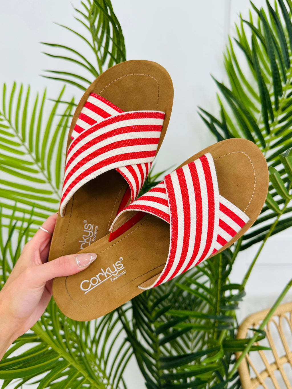Dockside Dash Sandals In Red Stripe