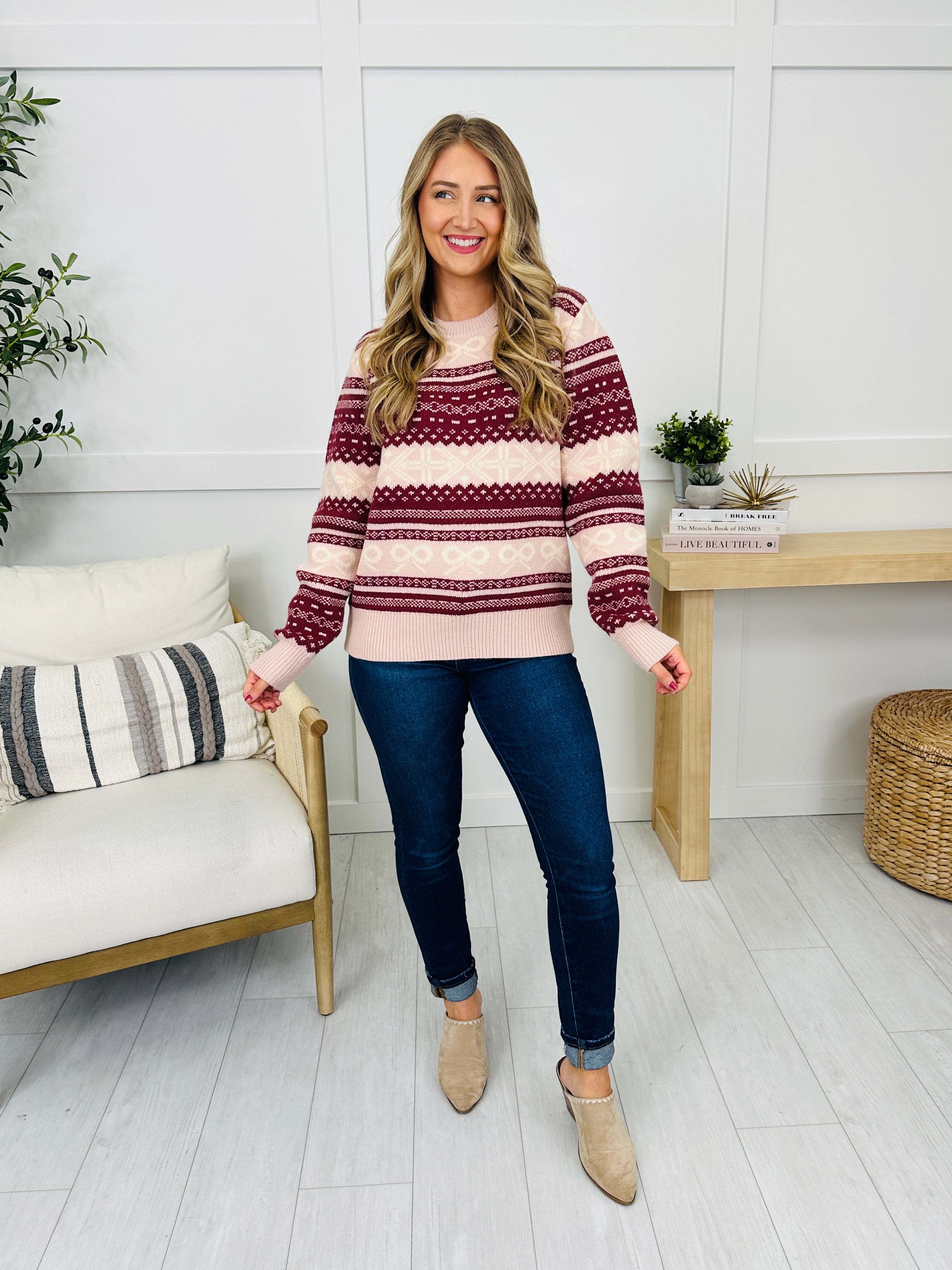 Hearts In The Static Sweater in Cranberry