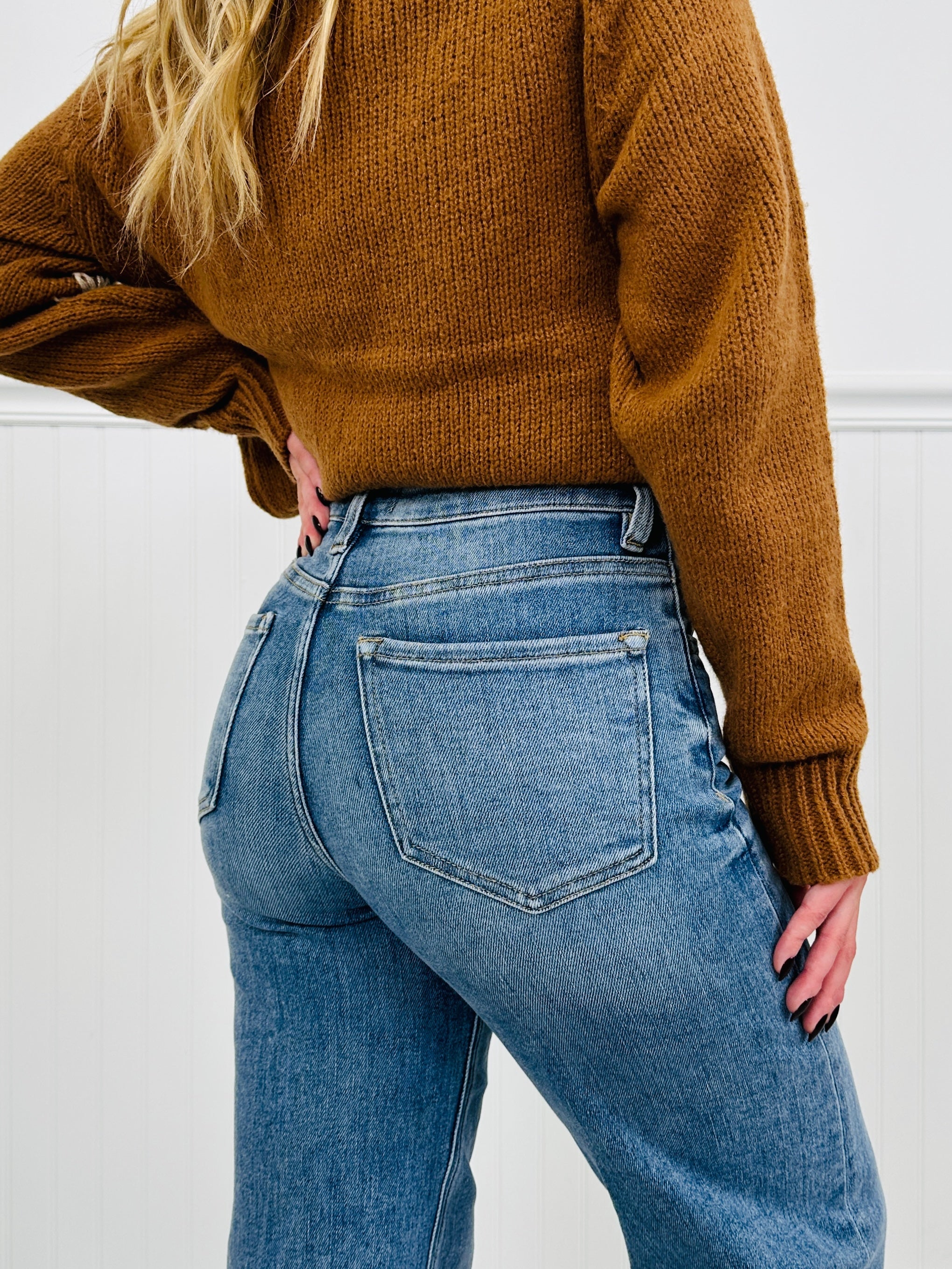 Push Your Buttons Tummy Control Wide Leg Jeans