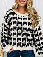 Frosted Grid Sweater in Black