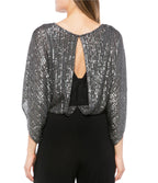 Marina  Sequin Dolman Sleeve Split Jumpsuit