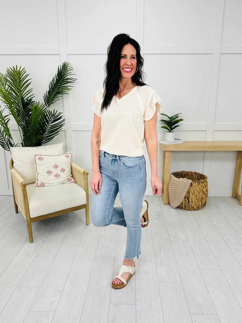 One Step Ahead Tummy Control Cropped Step Hem Jeans