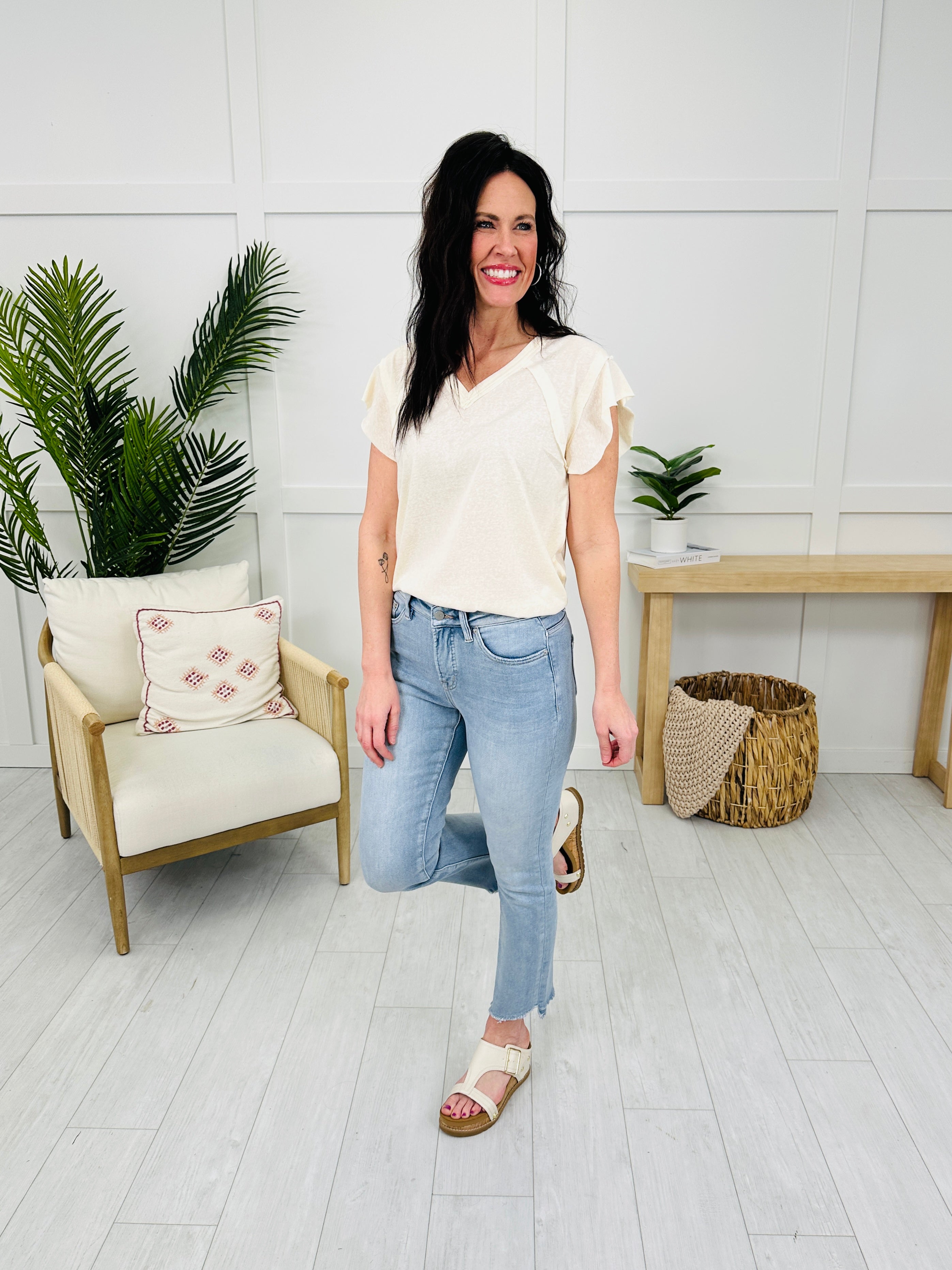 One Step Ahead Tummy Control Cropped Step Hem Jeans