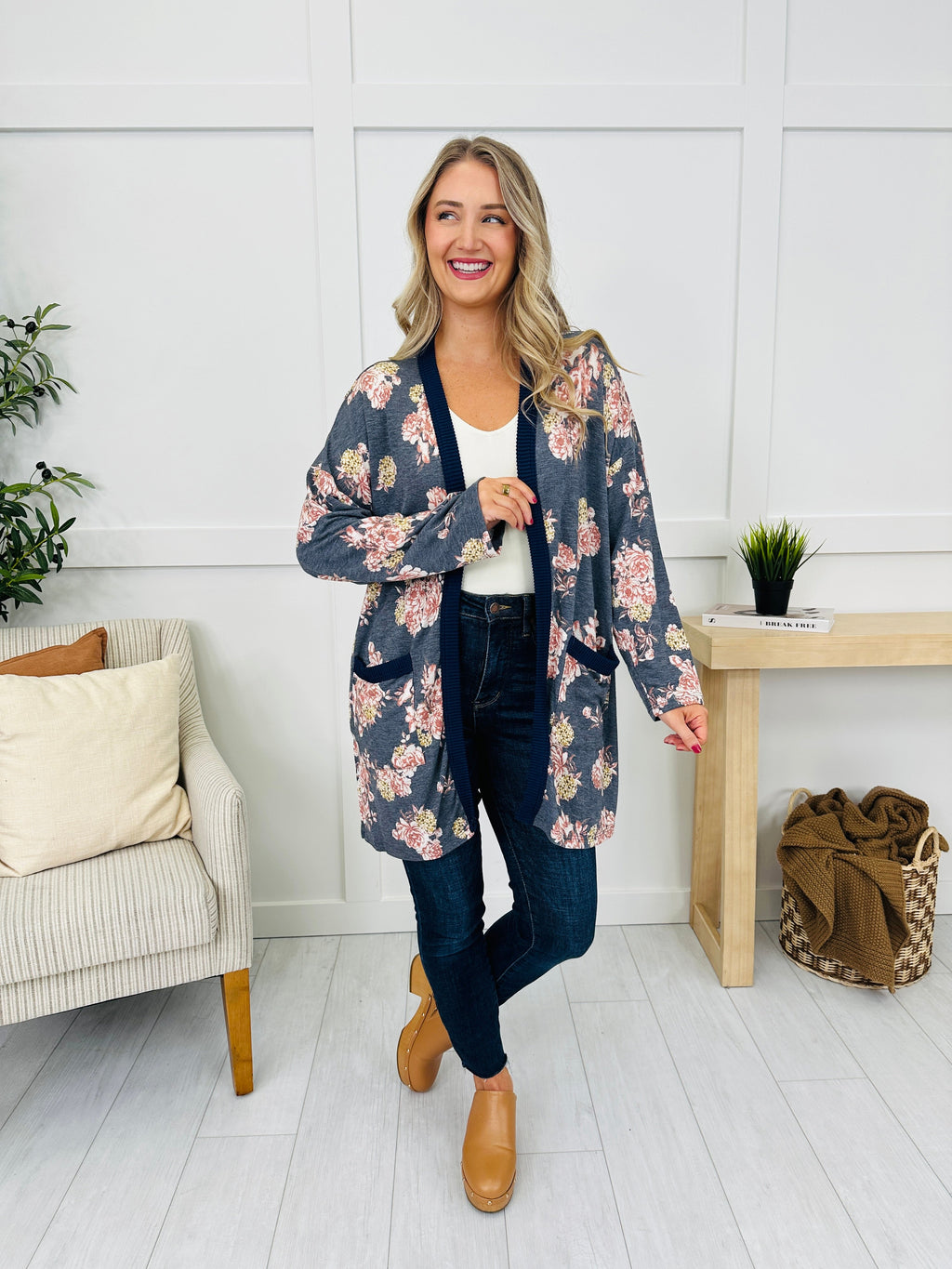 Petals In The Pines Top in Navy