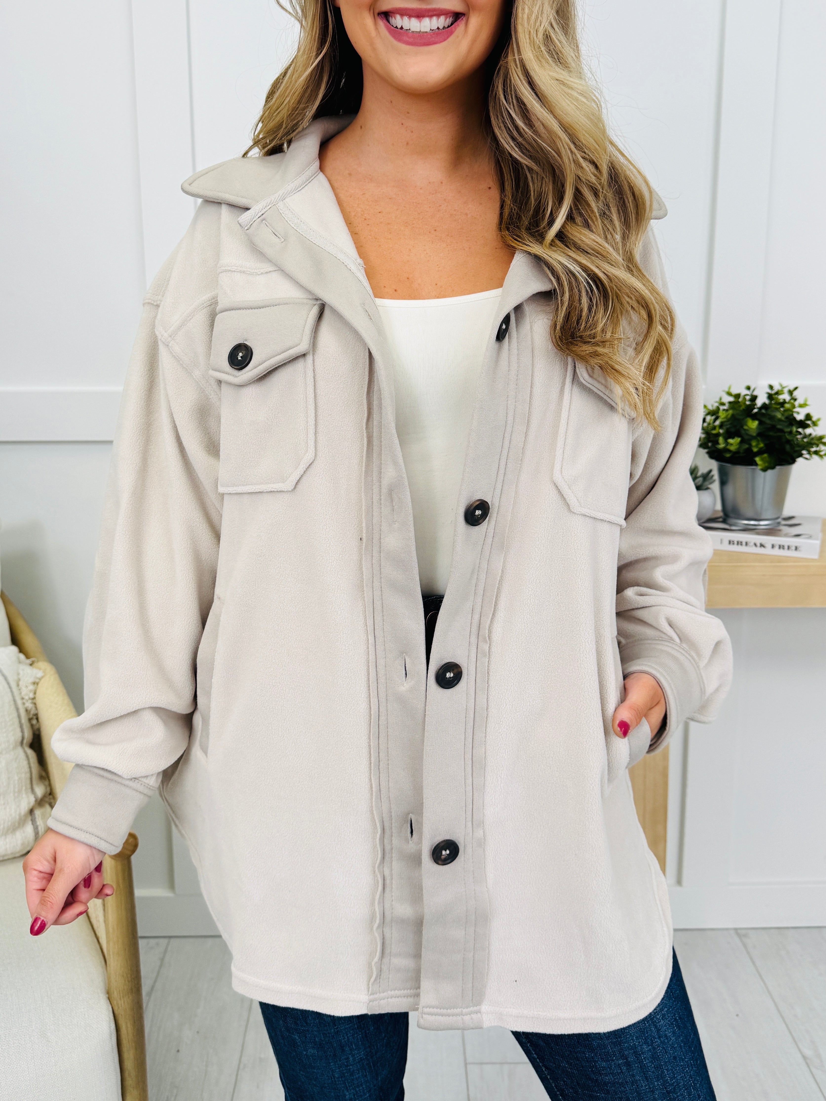 Breezy Commute Shacket in Sand Beige