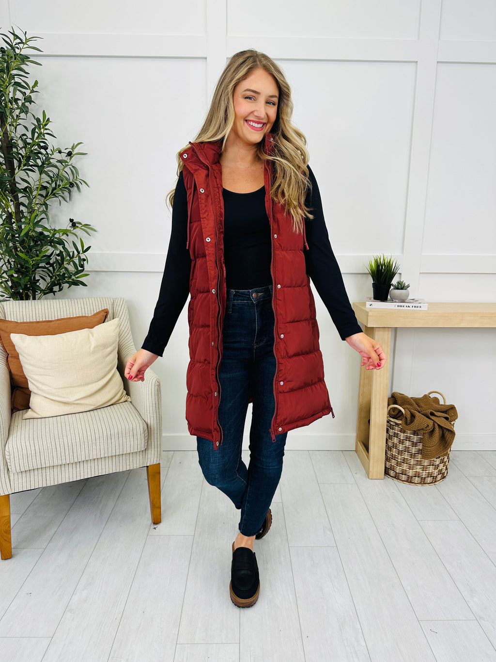 Holding Onto Warmth Puffer Vest In Brick