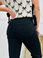 Fade To Black Tummy Control Slim Wide Leg Black Jeans