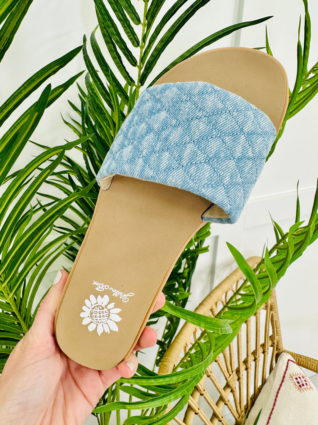 Coastal Quilts Sandals in Light Denim