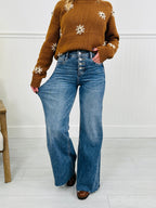 Push Your Buttons Tummy Control Wide Leg Jeans