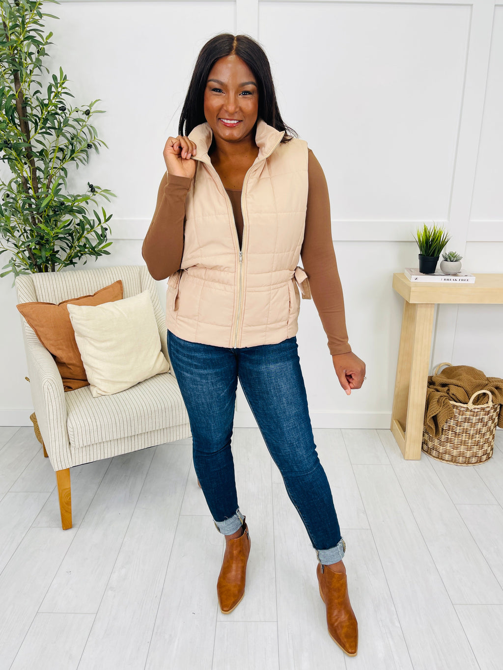 Downtown Layers Vest in Tan