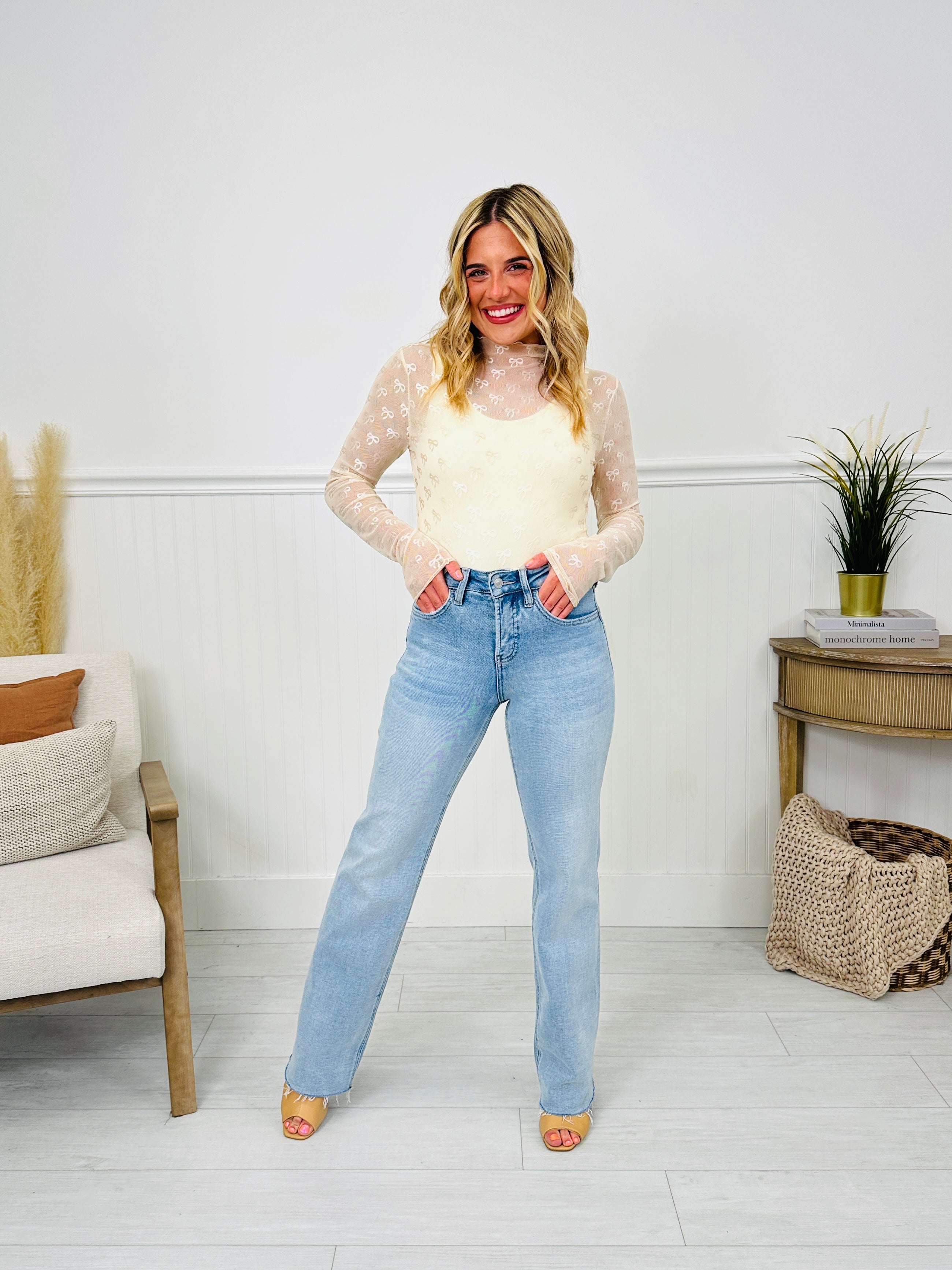 Feeling Brand New Slim Wide Leg Tummy Control Jeans