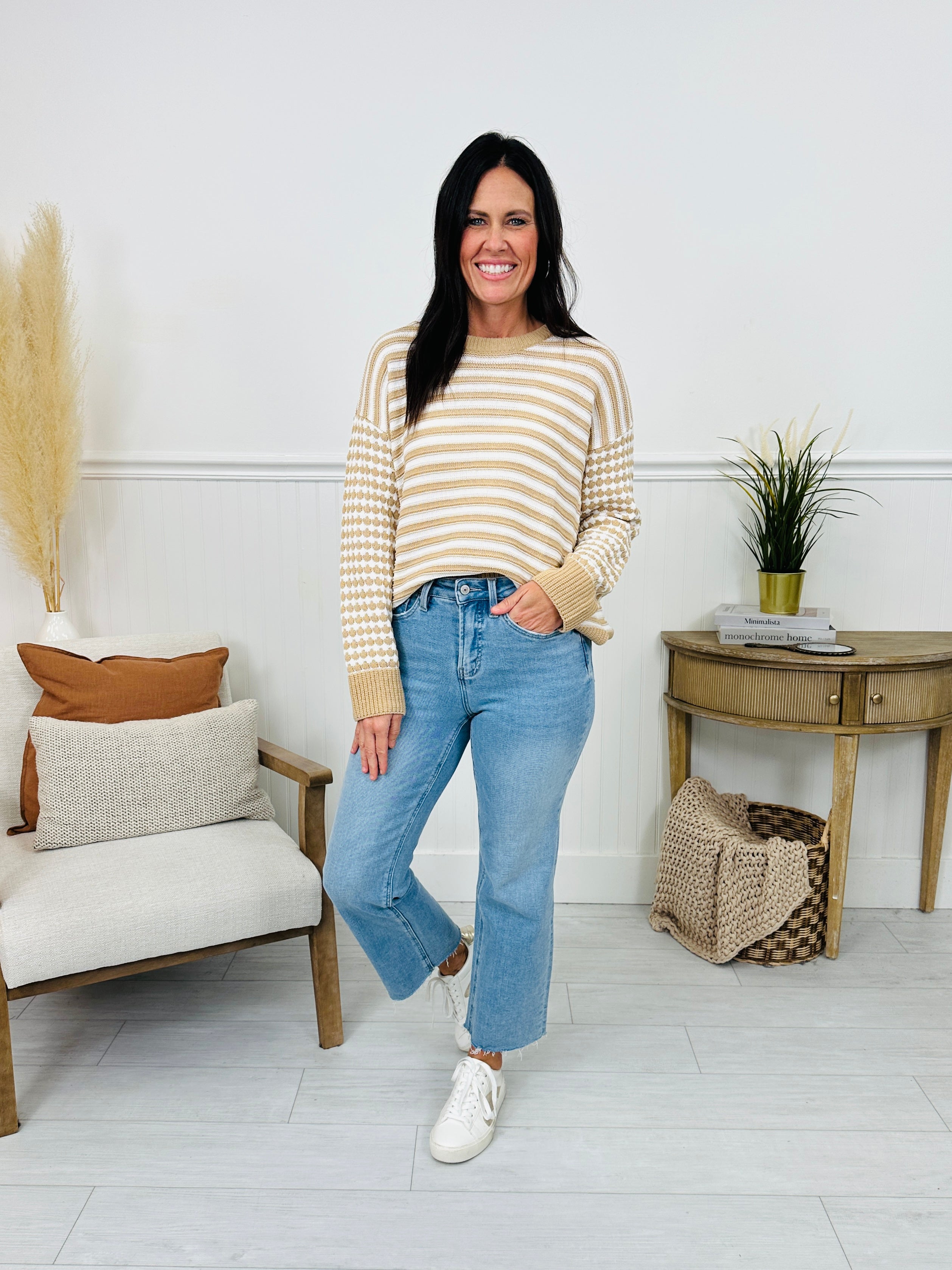 Time To Unwind Cropped Slim Fit Wide Leg Jeans