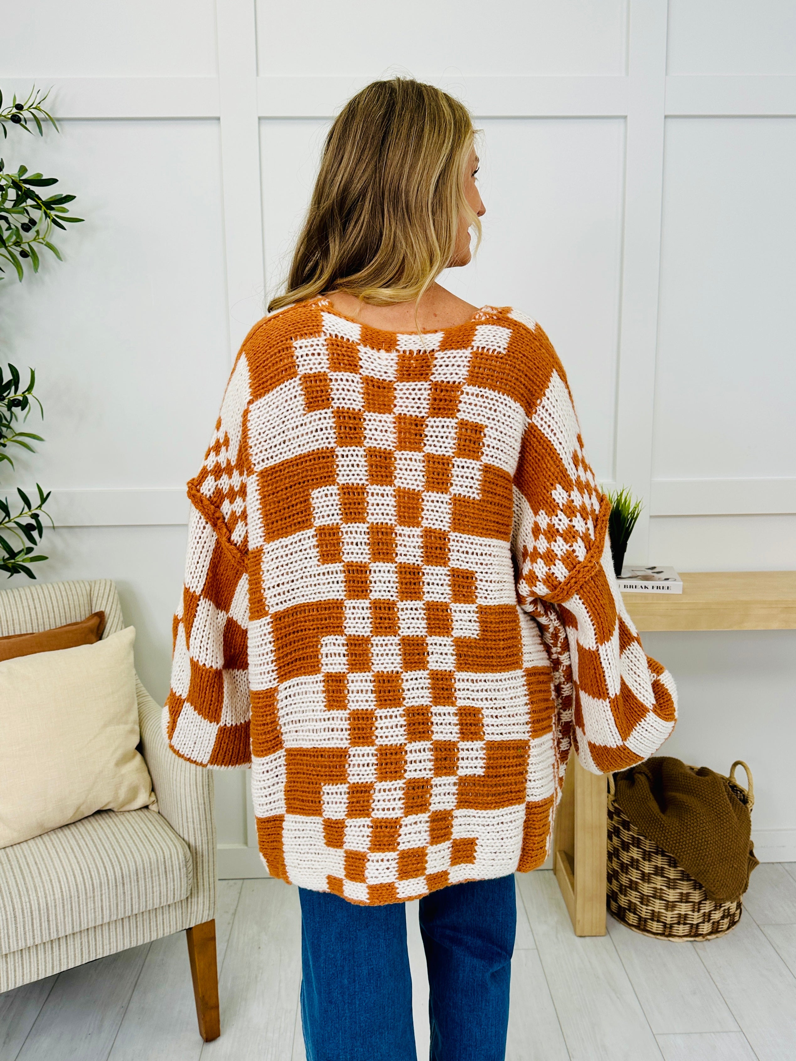 The Final Checkpoint Cardigan in Rust Combo