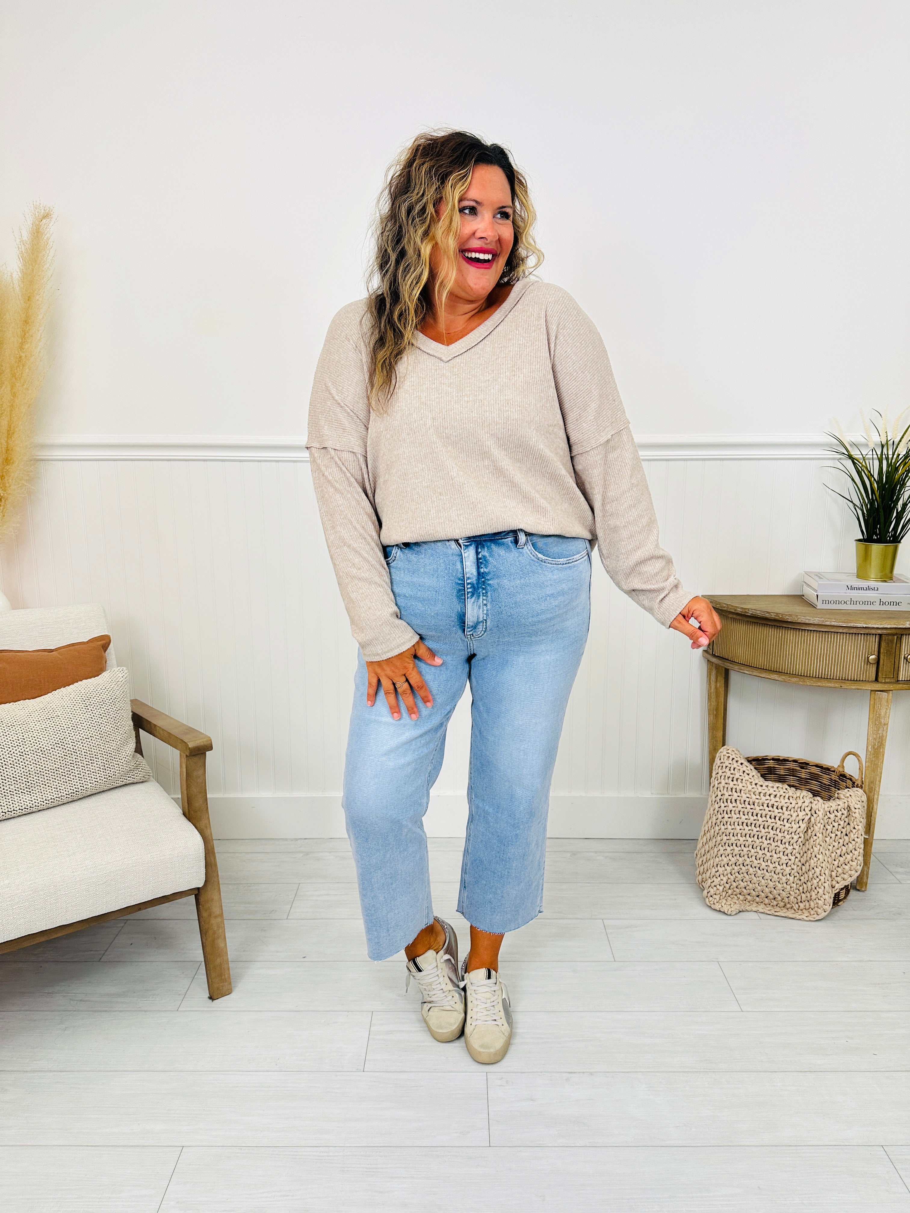 Along For The Ride Wide Leg Cropped Jeans With Tummy Control