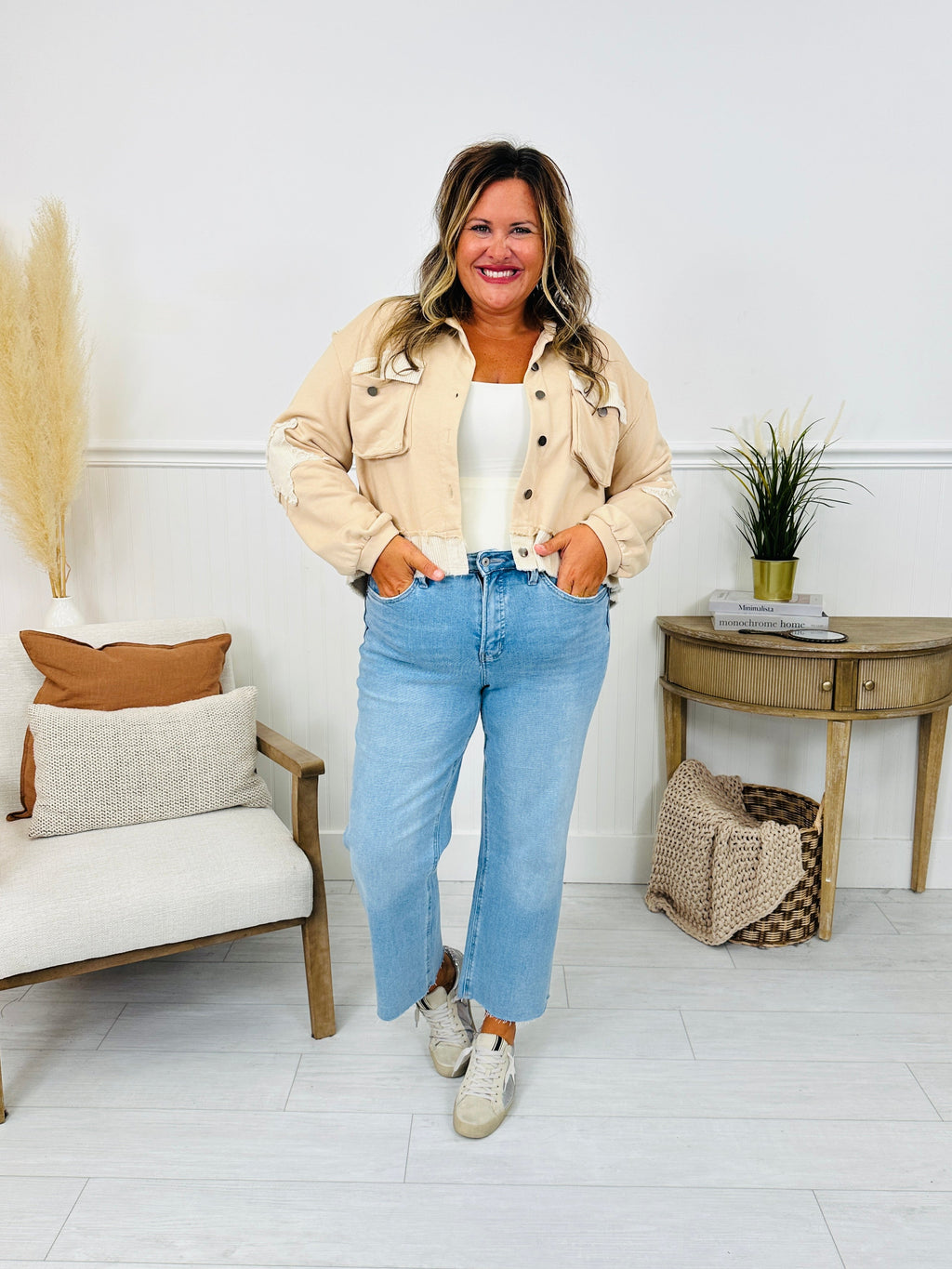 Time To Unwind Cropped Slim Fit Wide Leg Jeans