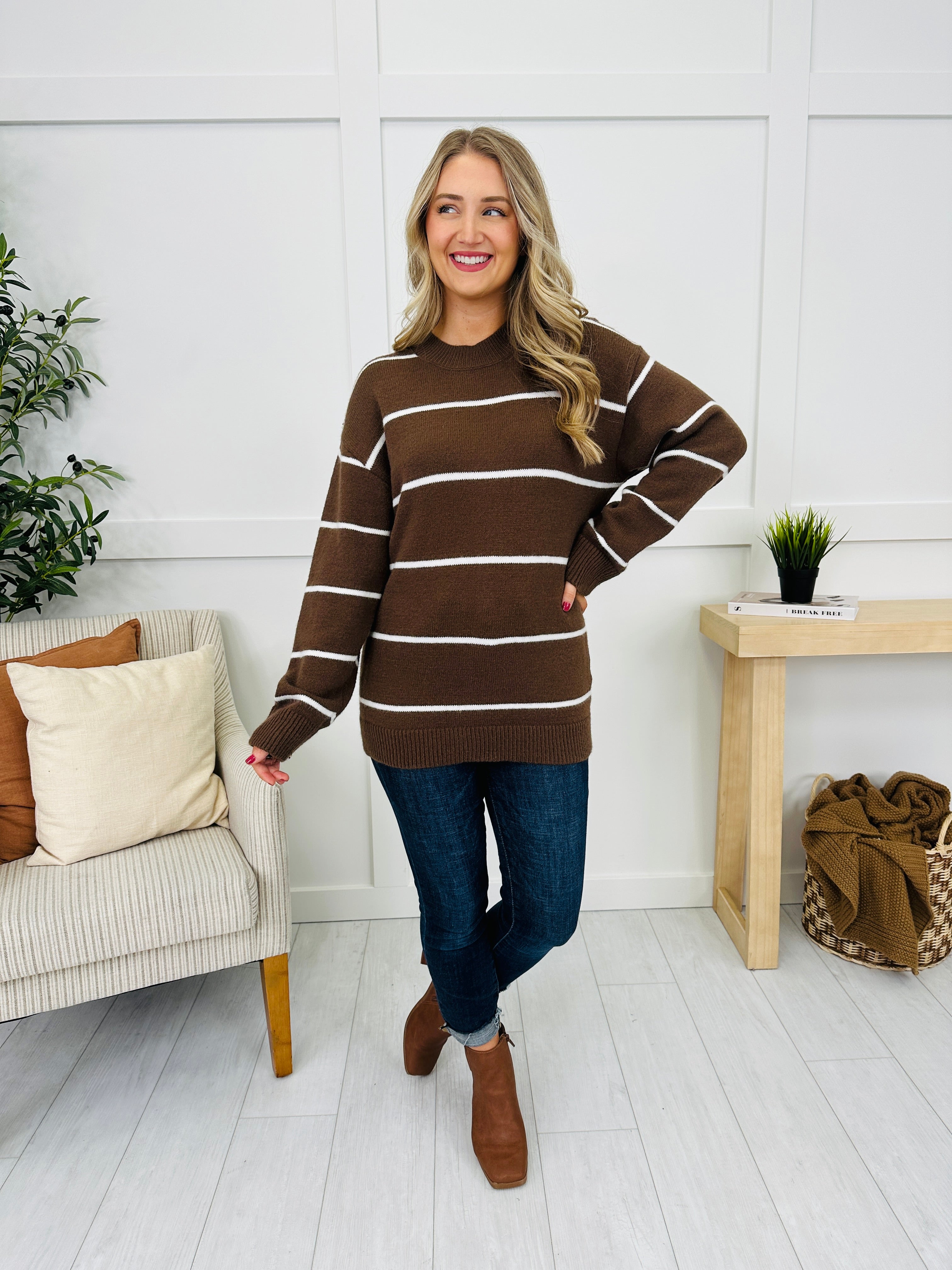 Parallel Paths Sweater in Brown/Ivory