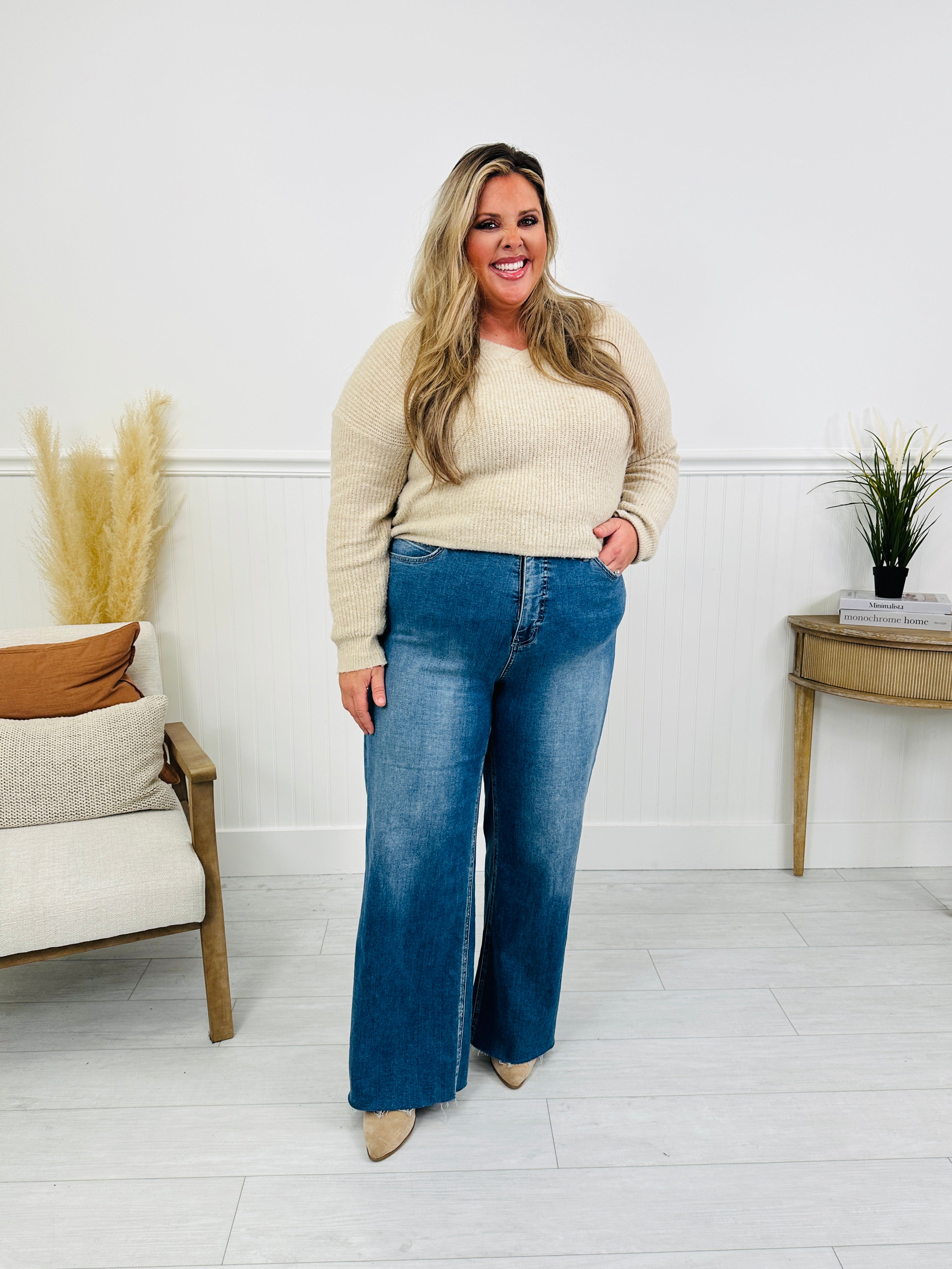 Go Into Detail Tummy Control Wide Leg Jeans